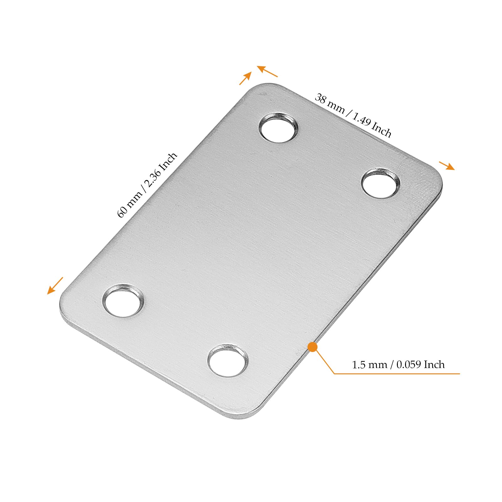 MUKCHAP 50 PCS 60 x 38 x 1.5mm Metal Flat Mending Plate, Stainless Steel Jointing Plates with 200 Screws - Image 2