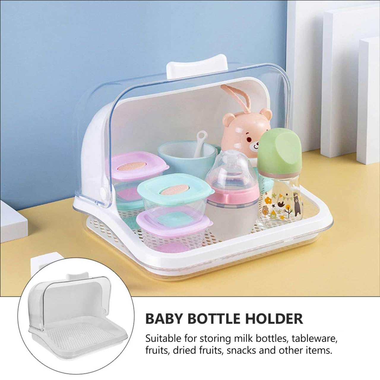 Sewroro Boîte de séchage pour biberon avec couvercle pour la maison, la cuisine, 30,5 x 28,4 x 21,3 cm