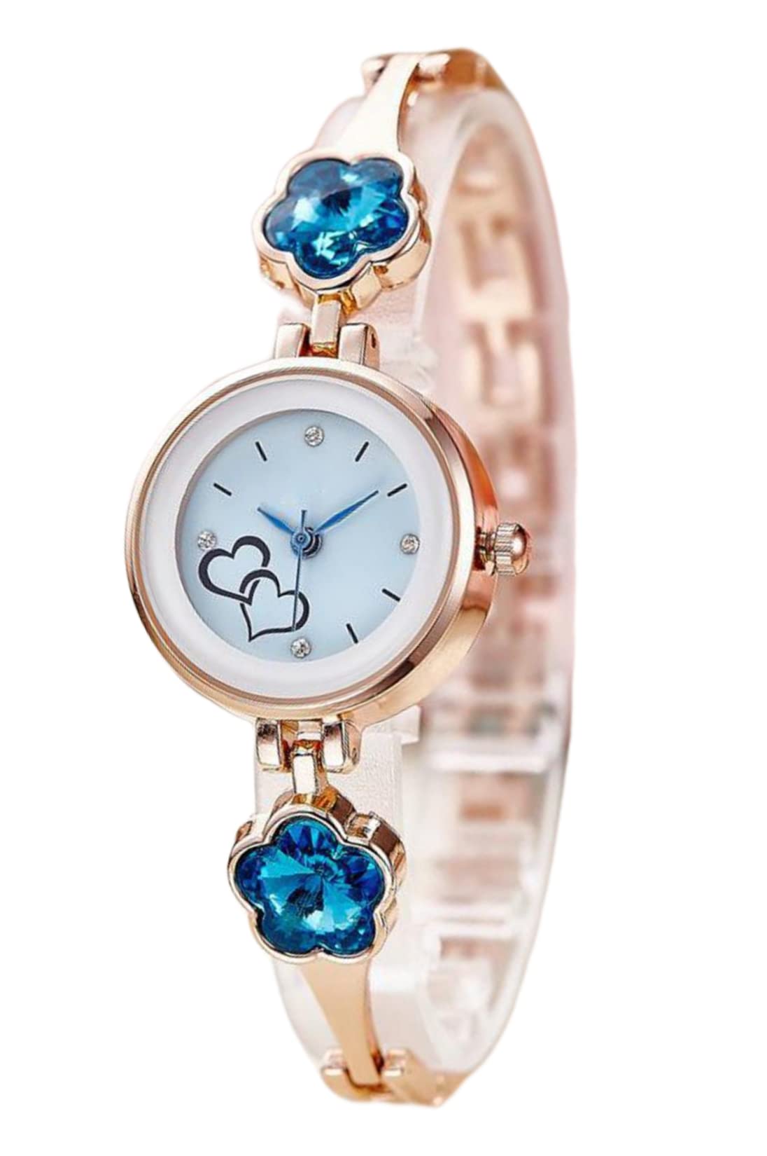 Flower Stone Watch for Women (Rose Gold with Blue Stone) (B0BGPK4VYM) Amazon Price History, Amazon Price Tracker