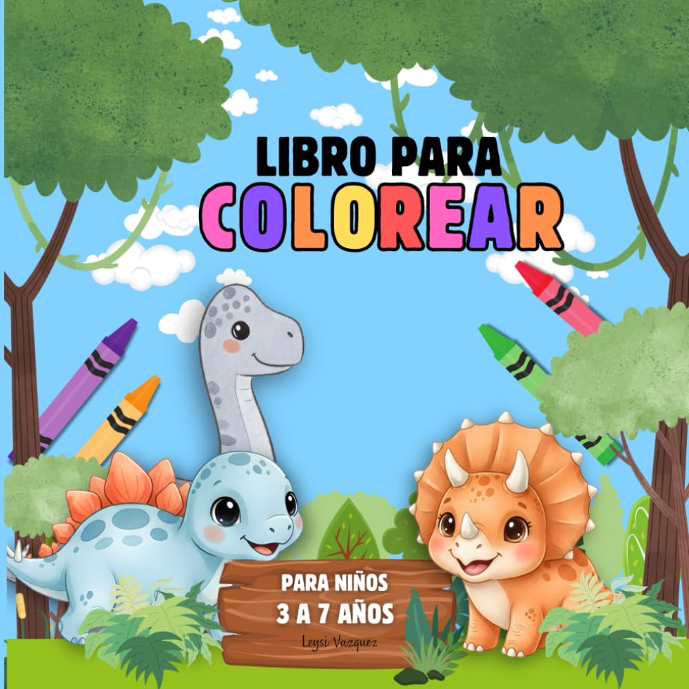 Libro para Colorear: Página educativa para colorear con dinosaurios para niños de 3 a 7 años