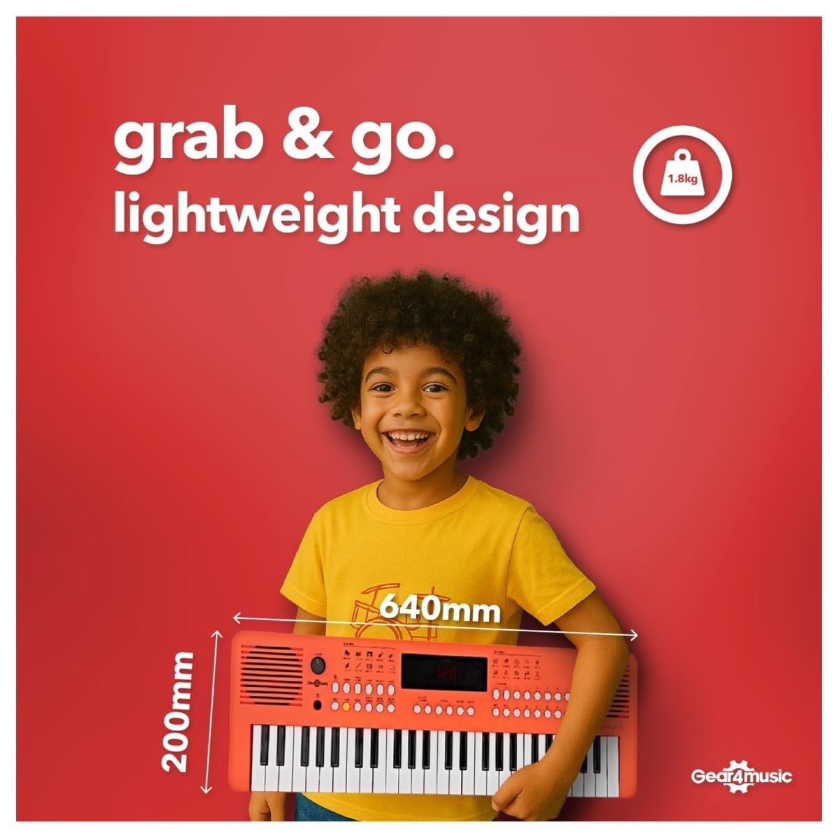 VISIONKEY-2 Tastiera MIDI 49 Tasti per Bambini e Principianti, Arancione | Per Principianti e Appassionati di Musica, 49 Mini Tasti, 300 Suoni e Ritmi, MIDI USB, Uscita Cuffie, Pile o USB