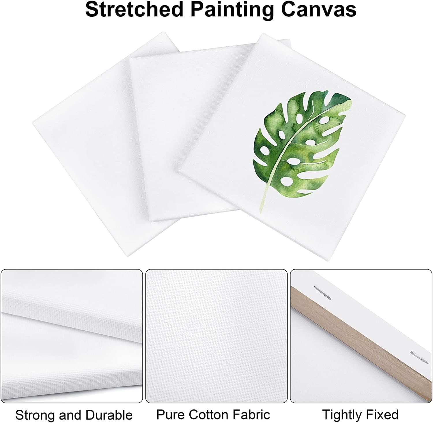 12 Pieces 20cm Stretched Canvas Blank Painting Canvas Panel Artist ...