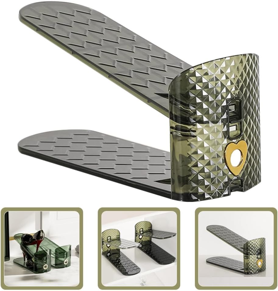 Cabilock 2pcs Space-saving Shoe Rack Shoe Storage Holder for Closet Organization Compact Design for Entryway Slots Organizer