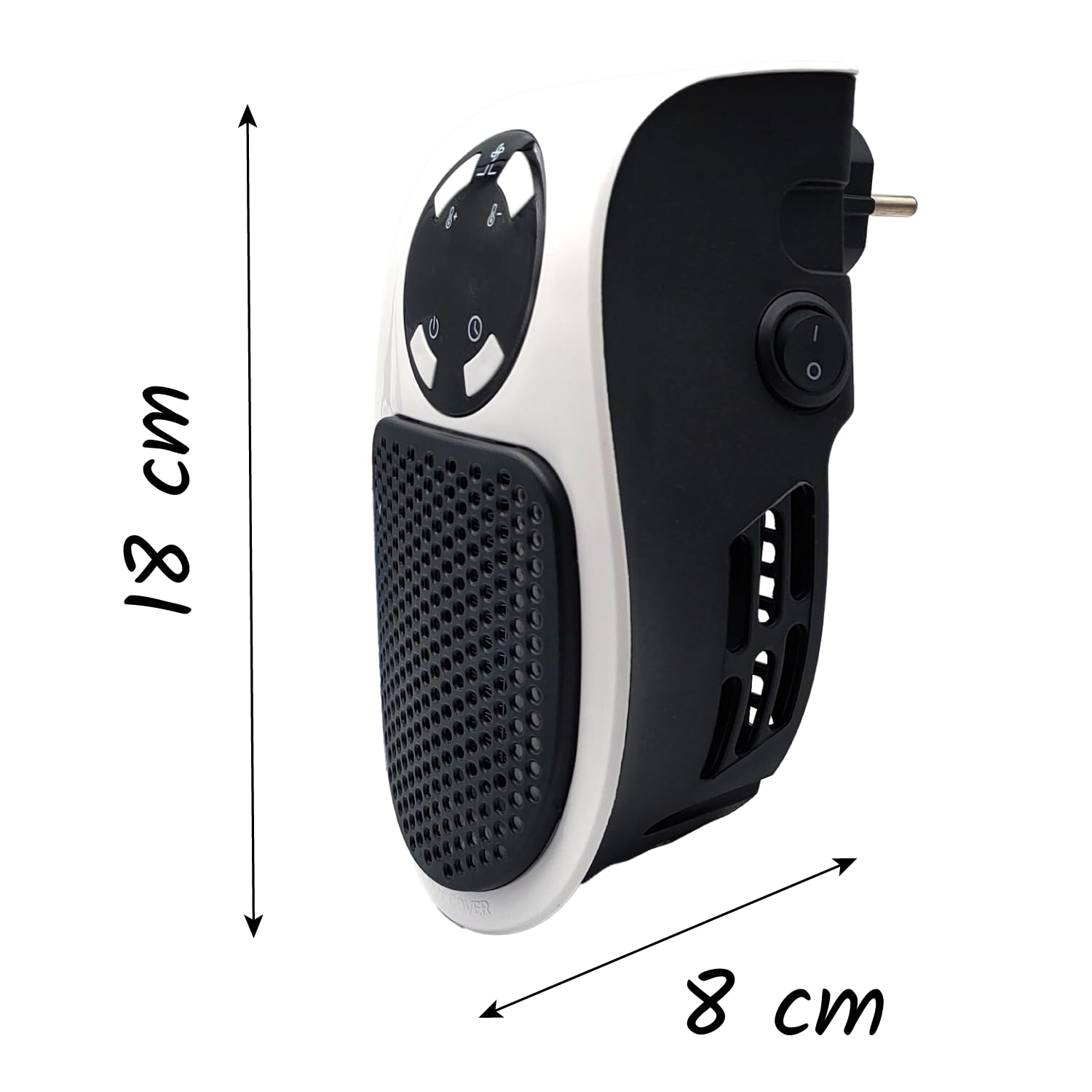 Stufetta Elettrica da Presa 500W a Risparmio Energetico, Termoventilatore Silenzioso con Termostato 15°-32°C, Timer 12h, Display LED, Doppia Velocità, Spegnimento Automatico