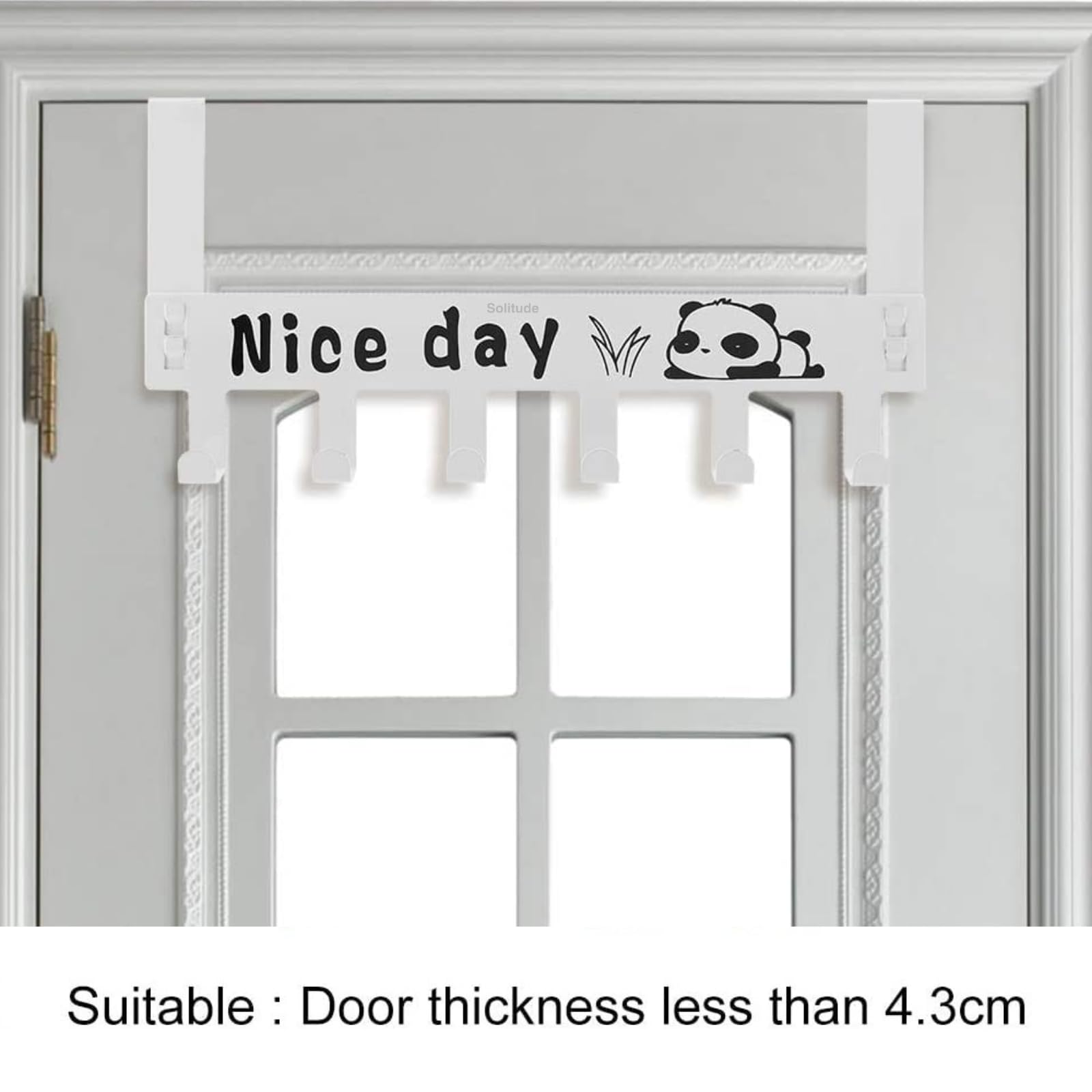 Solitude Pack of 2 Heavy Duty Carbon Metal Over Door Hanger for Clothes, Drill Free Door Hanging Hooks for Bathroom, Bedroom | Scarf, Coat, Towel Holder (White) 3