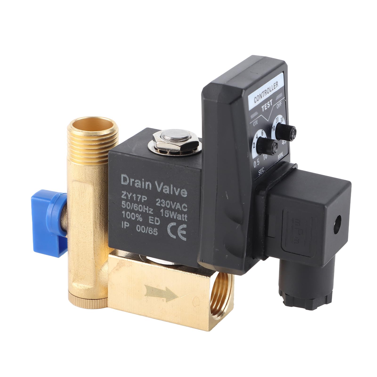 Válvula de drenaje, válvula de drenaje temporizada electrónica automática G1/2 DN15 para la gestión del condensado del compresor de aire(230V)