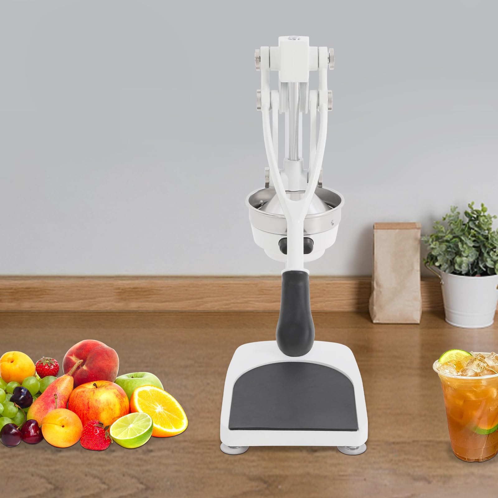 Saft-Zitruspressen, Manuelle Saftpresse Edelstahl, Hebel Zitruspresse 2 Köpfe, Obst Entsafter Hand Presse Orange Zitrone Granatapfel, 304 Stahl Robust Stabil 500ml, Küchen Saft Presse