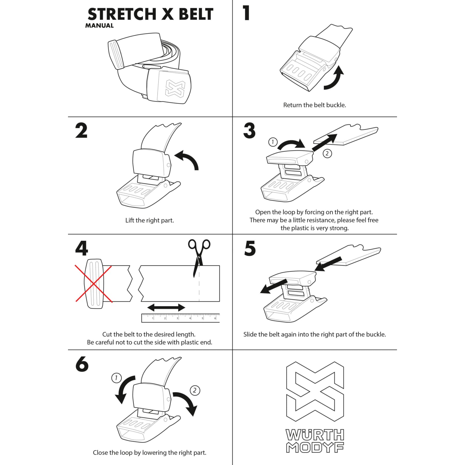 WüRTH MODYF Ceinture de travail 130cm ajustable Stretch X noire