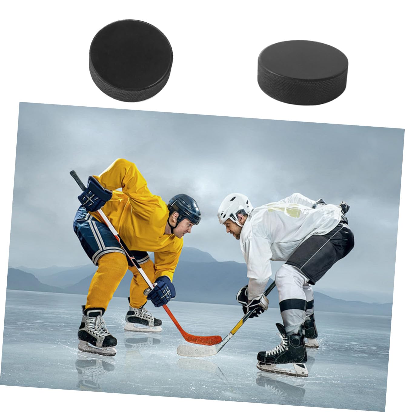 Palets D’entraînement de Hockey sur Glace 9 Pièces en Caoutchouc Noir