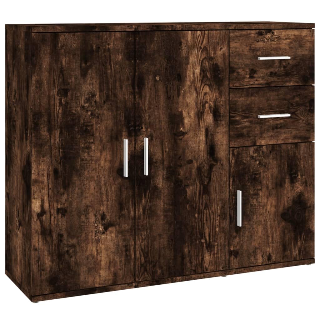 vidaXL Sideboard Living Room Cupboard Storage Cabinet Highboard Home Organiser Sideboard Cabinet Smoked Oak 91x29.5x75 cm Engineered Wood