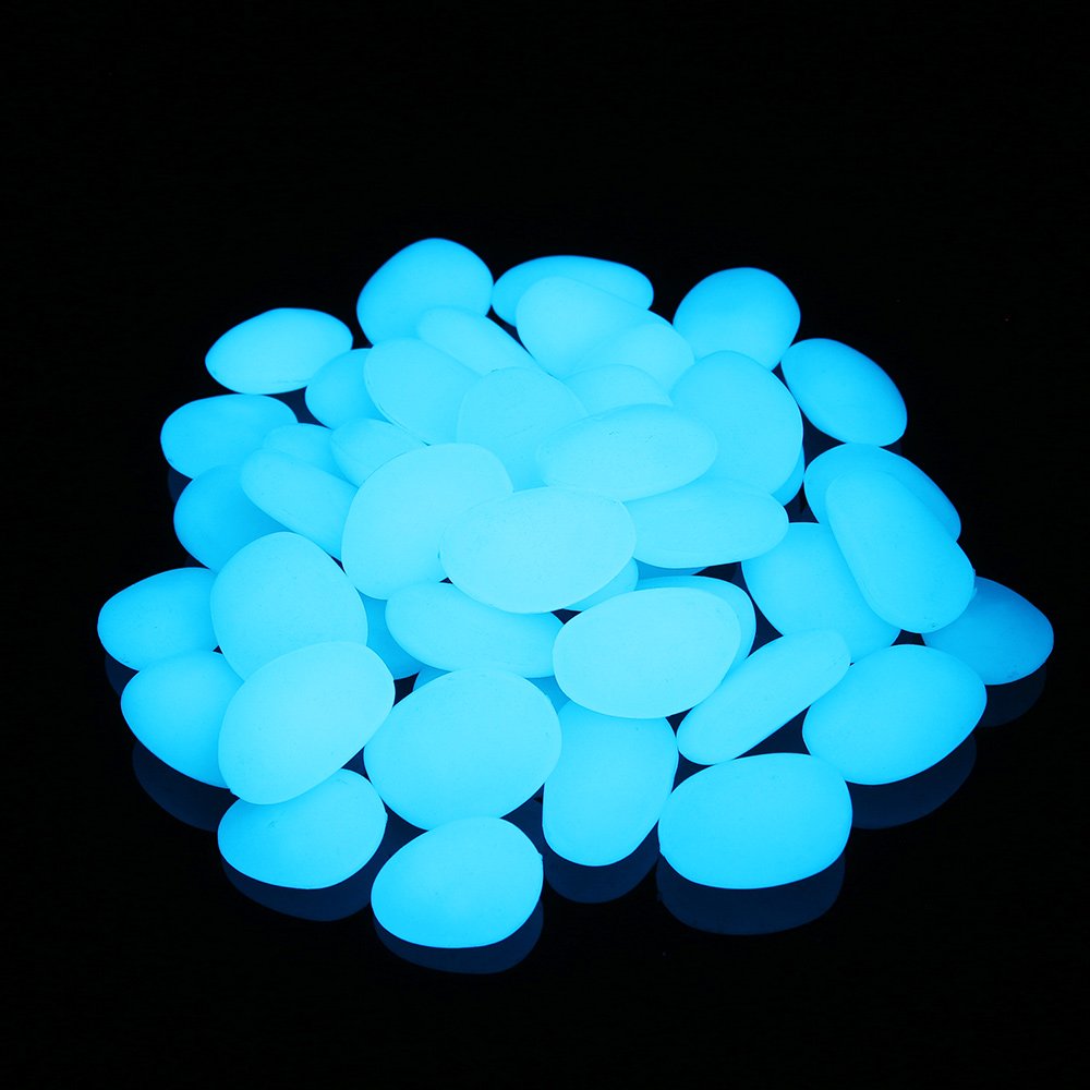 Shiny Stone Glow in The Dark Pebbles,Decorative Glow Stones,Fish Tank Aquarium Gravel,Glow Pebbles for DIY Garden Gifts Decoration(Big Size, 3-4cm, 400g/14.1oz) (Sky Blue)