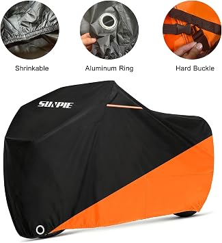 SUNPIE Motorcycle Cover Waterproof Outdoor for Kawasaki KLX, Ninja 650/H2/E-1/110SX/300/500/ZX, Vulcans, W175, Z; All Weather Protection Covers for Road Glide,Fat Boy,Heritage;UV Resistant