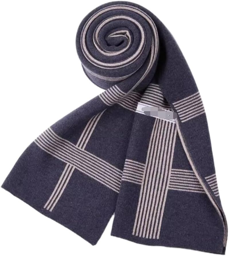 Wool Scarf for Men's Winter Warmth, Versatile Knit Scarf for Men