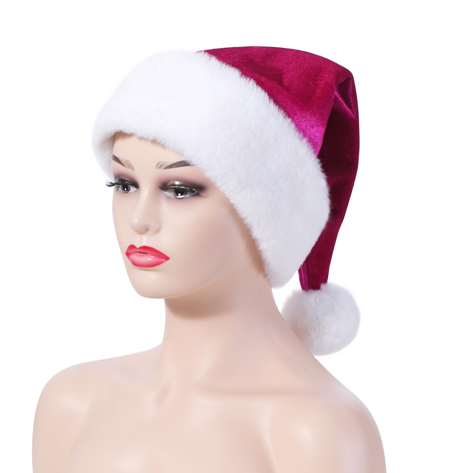 KFZR Santa Hat,Adults Unisex Velvet Christmas Hat,New Year Festive Party Christmas Supplies (Plum)