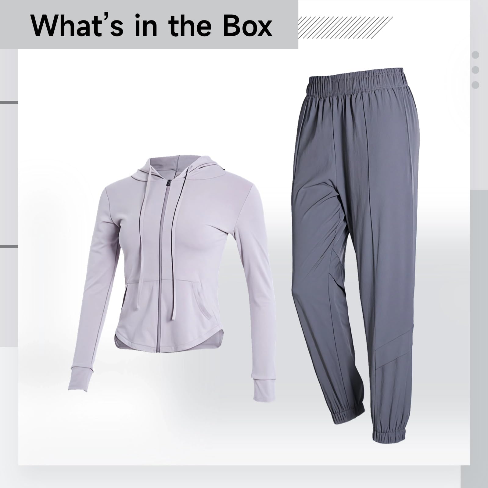 Conjunto de entrenamiento de 2 piezas para mujer, camiseta con capucha y pantalones a juego, ropa deportiva de nailon y elastano para pilates y yoga, traje de ejercicio gris, ropa versátil de dos