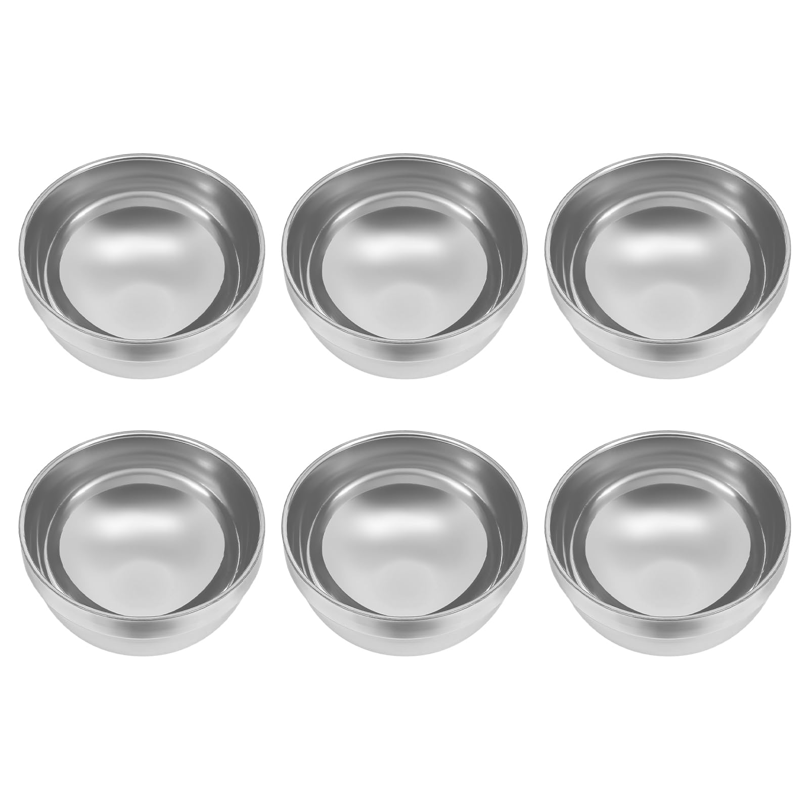 6 cuencos de acero inoxidable, doble pared, 13 x 6,5 cm, de acero inoxidable, doble pared, multiusos, para arroz, cereales