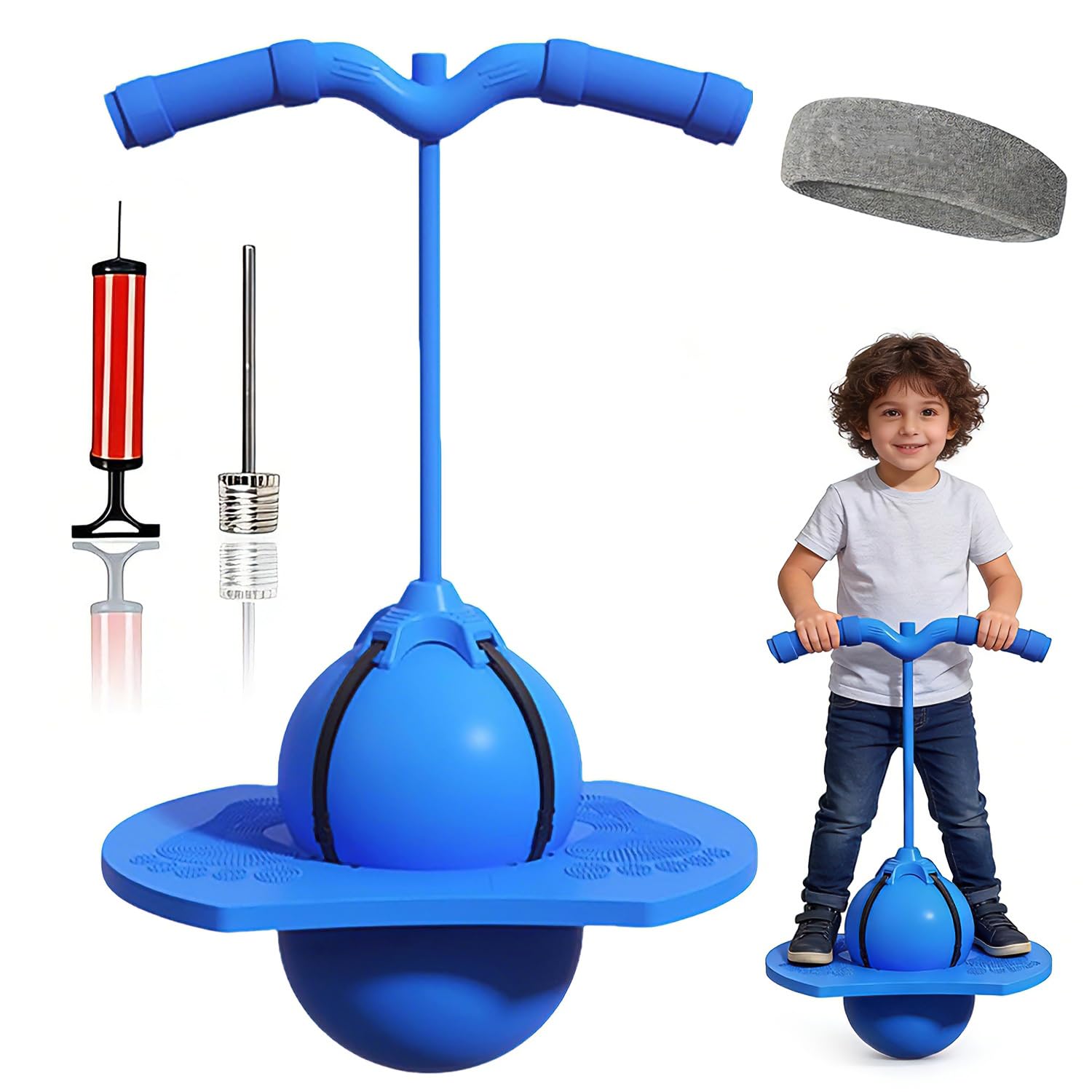 Ballon de Saut Pogo pour Enfants et Adultes, Jouet Sauteur d'extérieur, Balle de Saut d'équilibre, Ballon D'équilibre Élastique Antidérapant, Balle sauteuse équilibrée (Bleu)