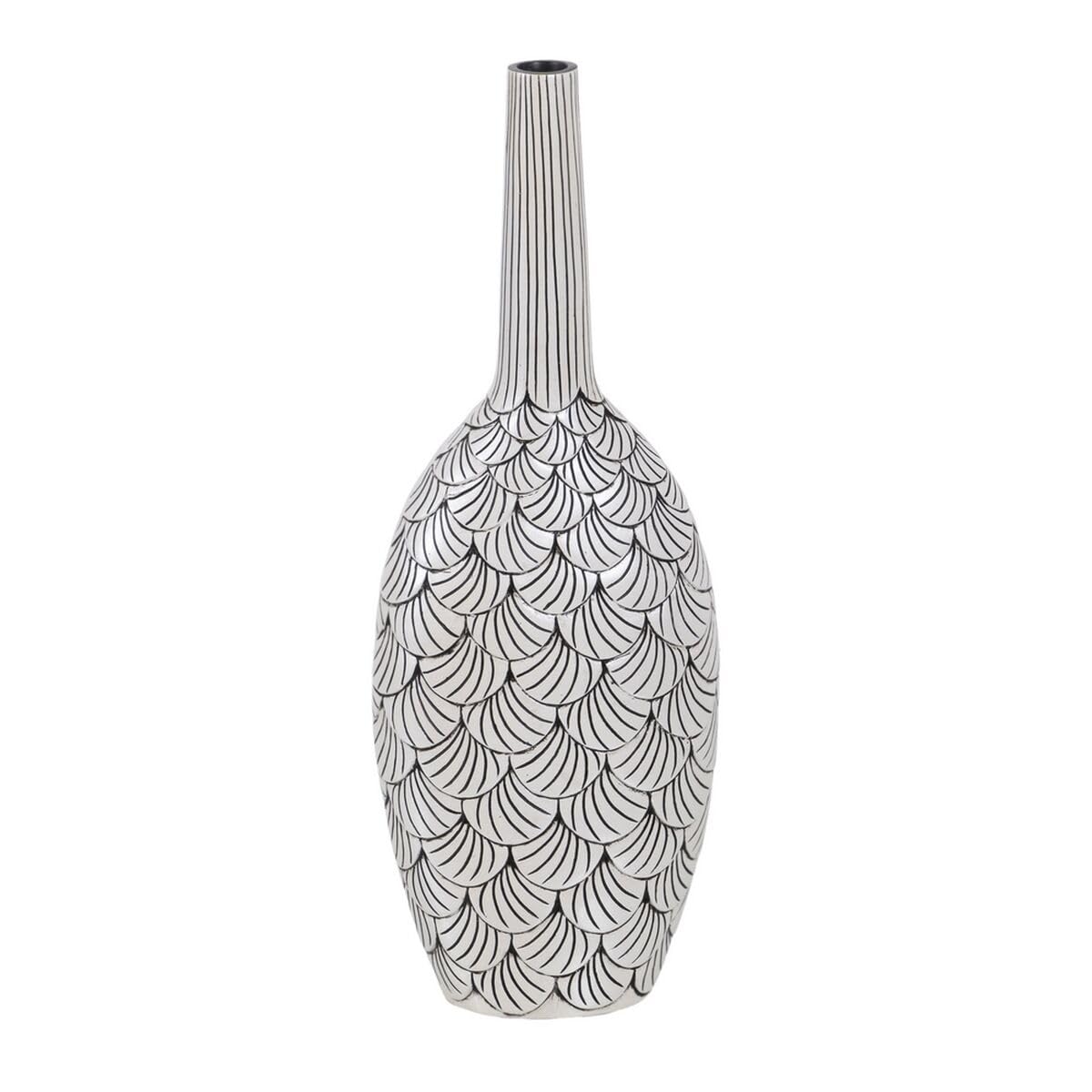 BigBuy Home Vase White Black Polyresin 23.5 x 13.5 x 60 cm