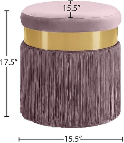 Miniatura 3 de Meridian Furniture Yasmine Collection Modern - Taburete otomano tapizado de terciopelo contemporáneo con banda de acero inoxidable con acabado