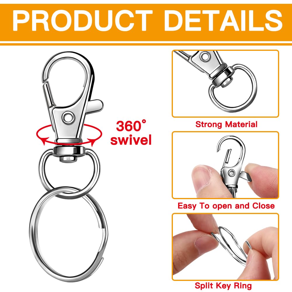 JOLCEEY 120pcs Swivel Lobster Clasps & Key Ring Hoops - Image 3