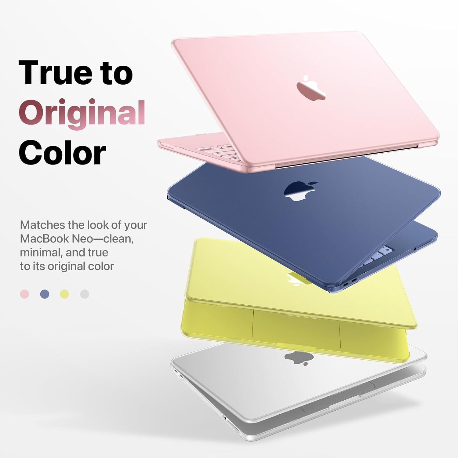for MacBook Neo Case 13 inch 2026 | Scratch & Fingerprint Resistant 100% Match Official Color | Matte Hard Shell Pink Cover for A3404 - Blush Clear