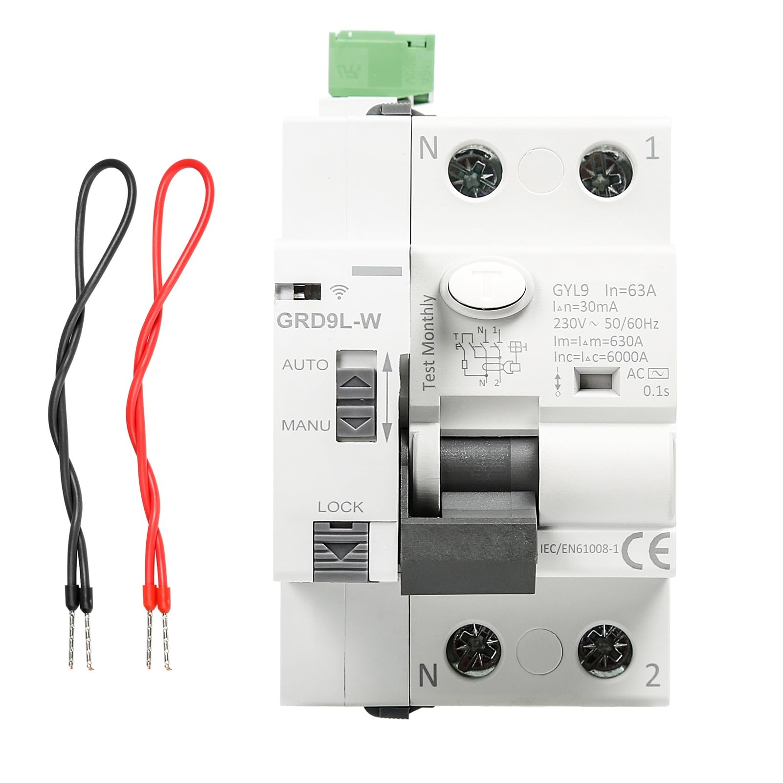 Jadeshay Diferencial Superinmunizado, Disyuntor Inteligente GRD9L-W 2P Diferencial 40A 30ma WiFi Reconectador RCCB Dispositivo de Recierre con Control Remoto