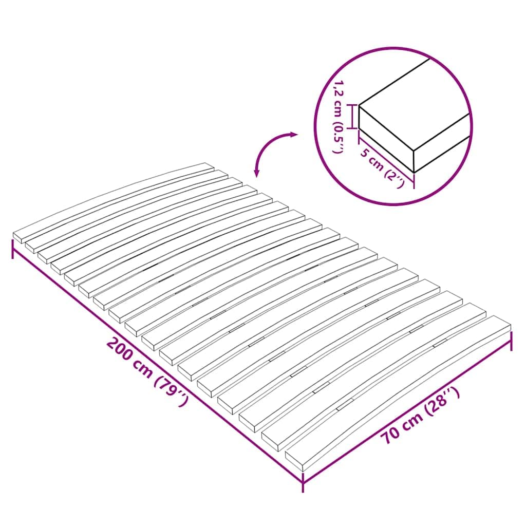 Somier de láminas de madera de repuesto con 17 láminas de 70 x 200 cm para literas y camas de día, resistente somier de madera de álamo macizo con correa para disipar el calor, duradero