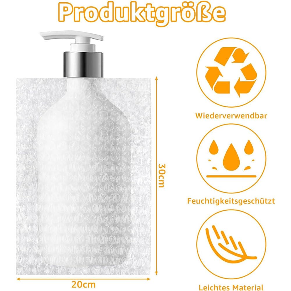 Confezione da 100 Sacchetti a Bolle – 20 × 30 cm, Pluriball Antiurto per Spedizioni, Traslochi e Protezione di Oggetti Fragili pluriball rotolo/A/20x30cm
