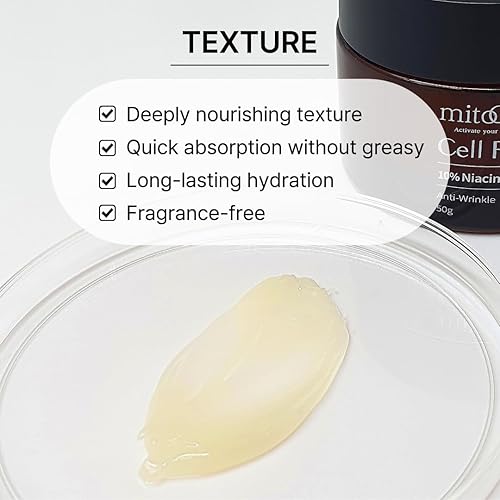 Miniatura 4 de Mito-on Cell Rejuvenation Crema antienvejecimiento, 50 g  1.76 oz - 10% niacinamida, vitamina B3 y antioxidantes, EGF + Volufilina para reducción de