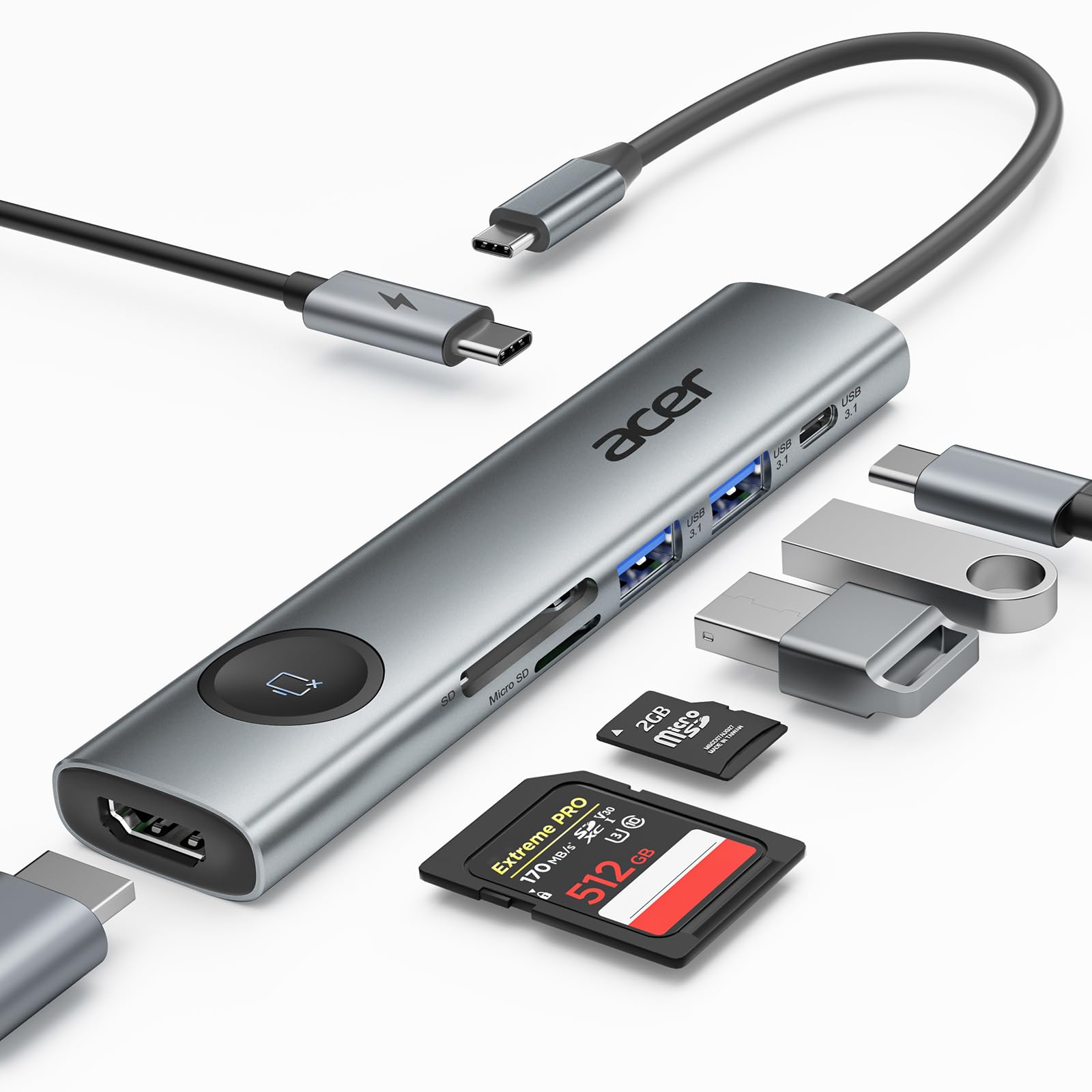 Amazon | Acer USB C ハブ 7-in-1 type-c 変換アダプタ4K@60Hz HDMI