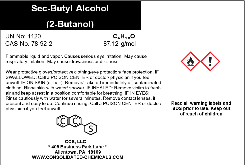 Sec-Butyl Alcohol - High Purity Secondary Butanol ?99% | Industrial Grade Solvent | Multi-Purpose Cleaner & Chemical Intermediate (100mL (3.3 Fl Oz))