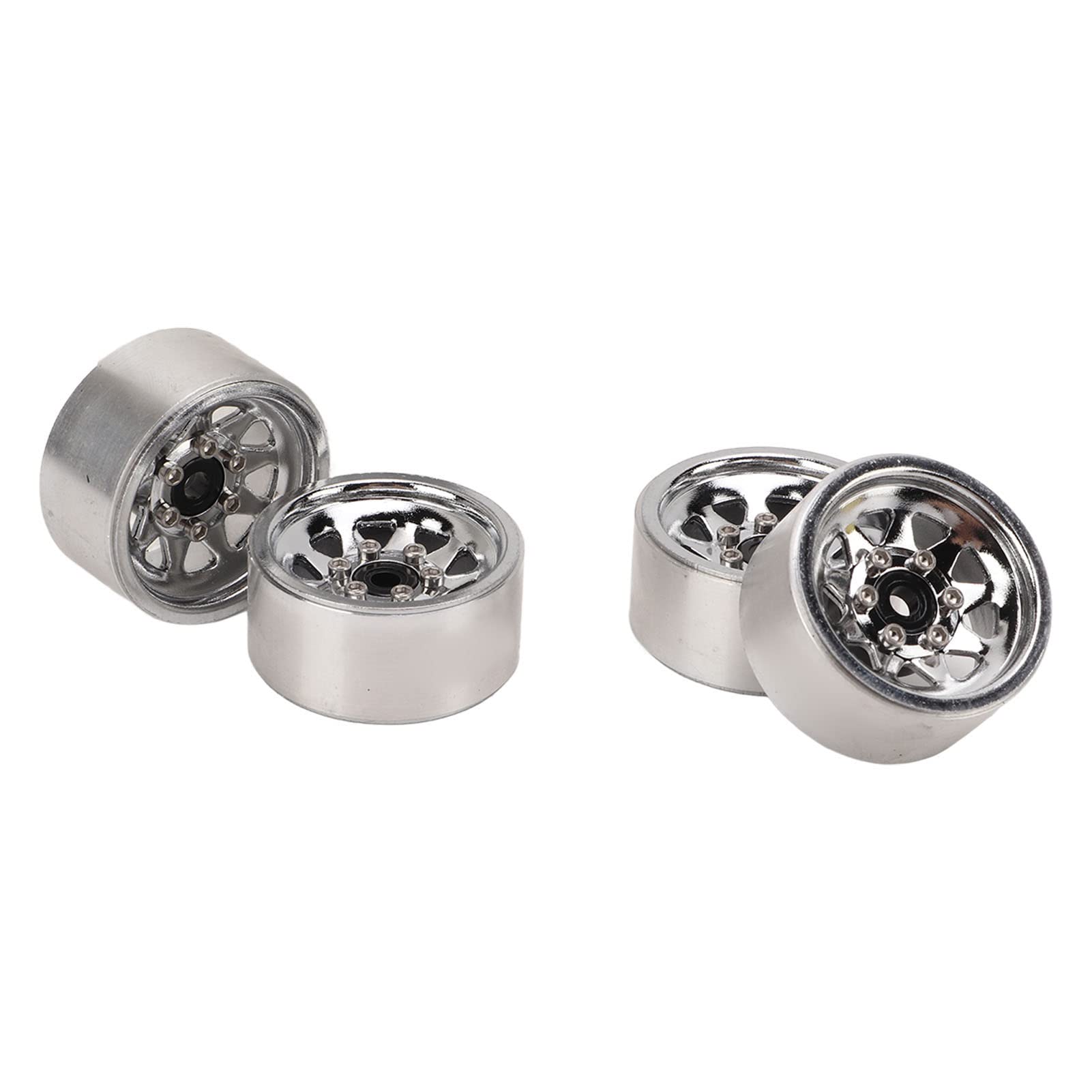 RC Wheel Hub Lightweight Metal Rims Upgrade SCX24 Deadbolt JLU (Silver)