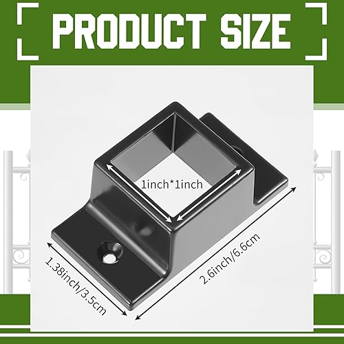 Miniatura 2 de Zonon Soporte de pared estándar para valla de aluminio de 1 x 1 pulgada para rieles, soportes cuadrados de metal de doble brida, soportes cuadrados