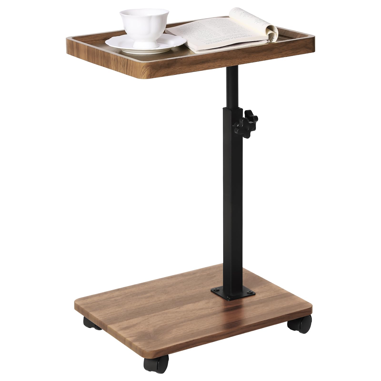 FRWXUIEO Adjustable C Table End Table Side Table C Table with Wheels 360 Rotatable 20 7-34 9inches Height