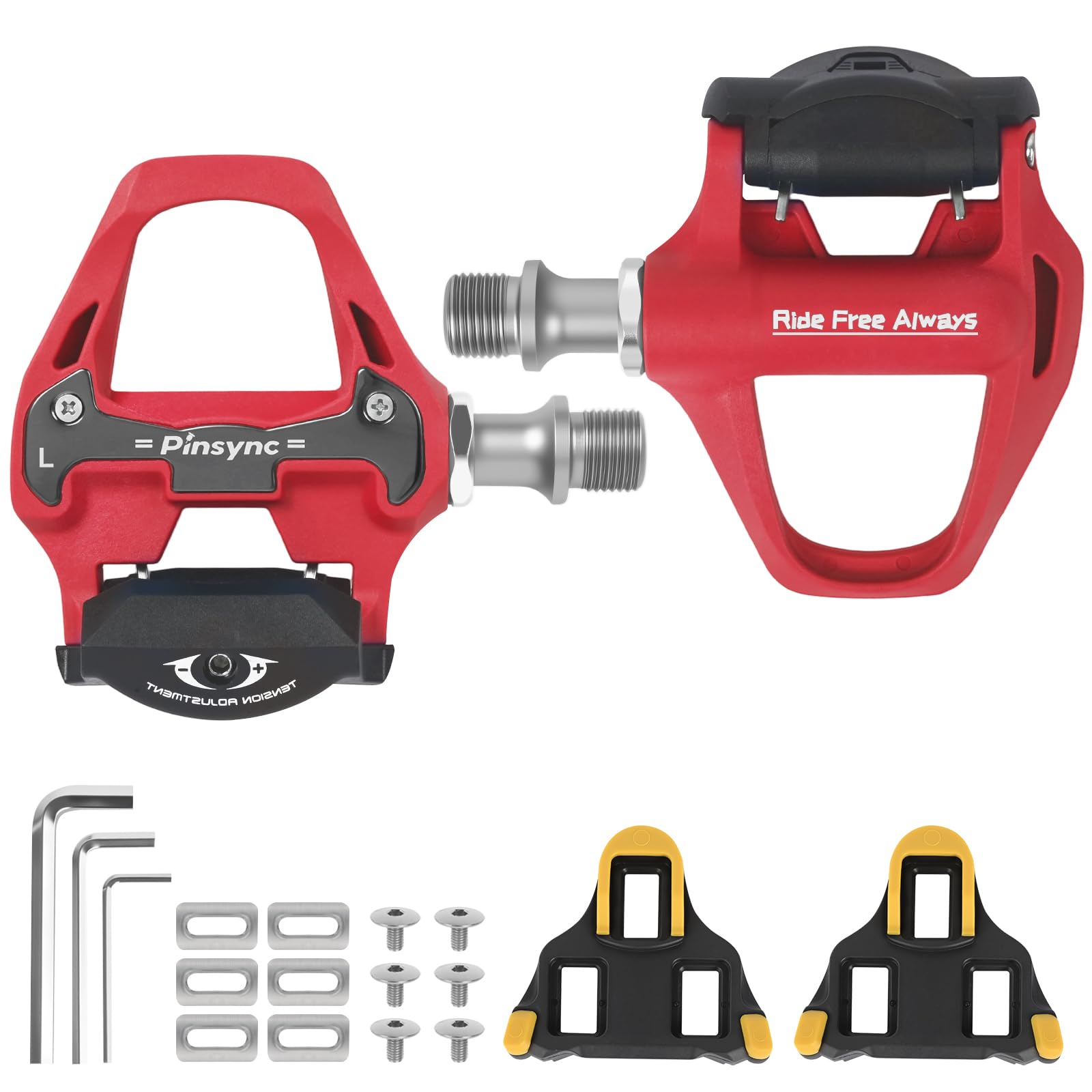 Pinsync Road Bike Pedals Compatible with SPD-SL Cleats, Ultra-light 130g