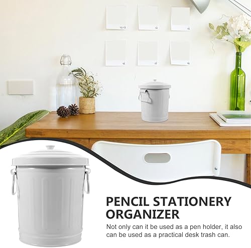 Miniatura 9 de CHILDWEET Bote de basura de metal con tapa, contenedor de metal, papelera de oficina, lata de caramelo, cocina, compostaje, papelera de escritorio,