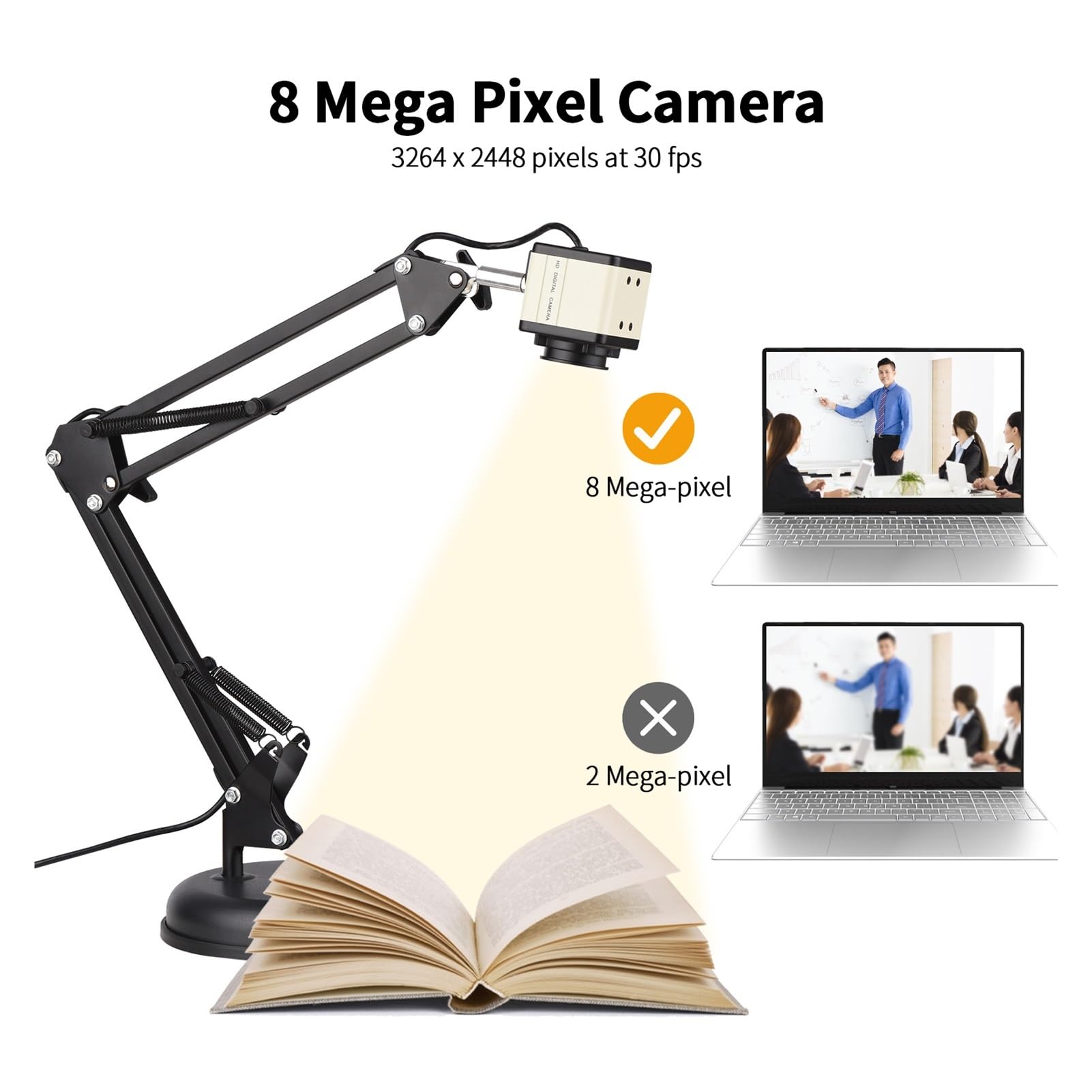 Cámara y cámara web con escáner de documentos 2 en 1, cámara web con escaneo automático HD A3 de 8 megapíxeles for enseñanza en línea en el aula de profesores