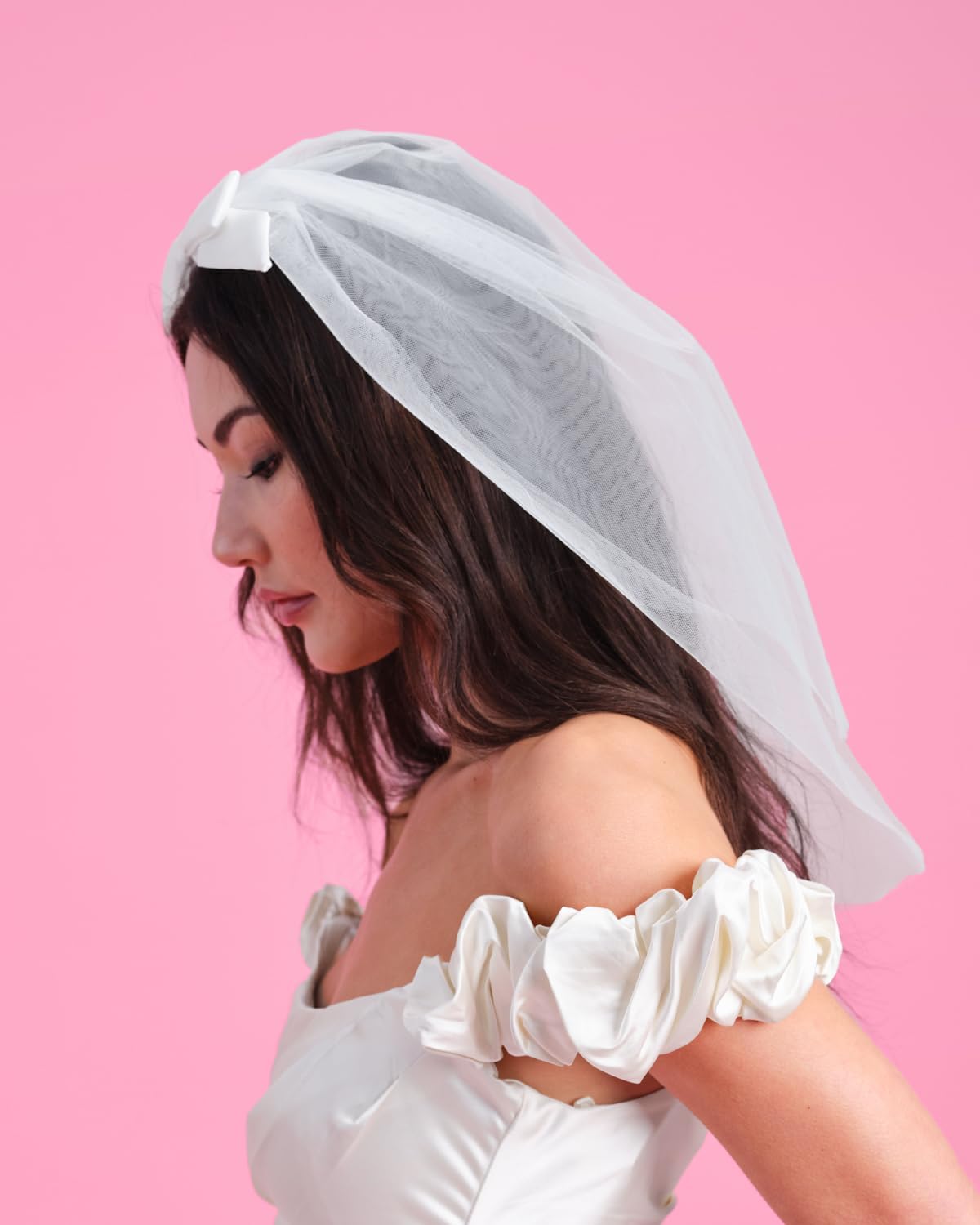 xo, Fetti Bachelorette Party White Bow Veil | Bachelorette Accessory, Bride To Be Decorations, Bridal Shower Gift, Engagement Party Supplies, Wedding