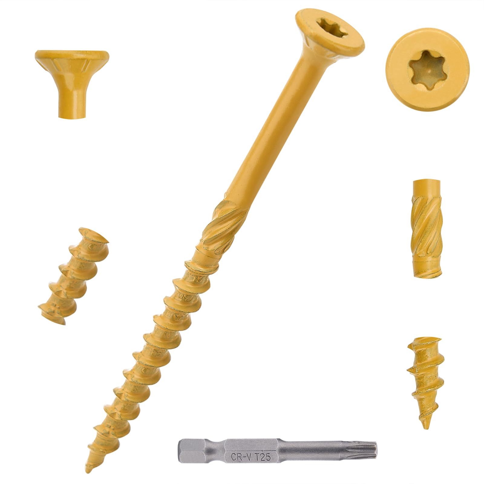 Aandxmok 50 PCS(0.75lb), #10 x 3 Deck Screws, Wood Screws 3 Inch, Rust Resistant, Star/Torx Drive Head, Self-Tapping Point, Dampening Knurled, Outdoor