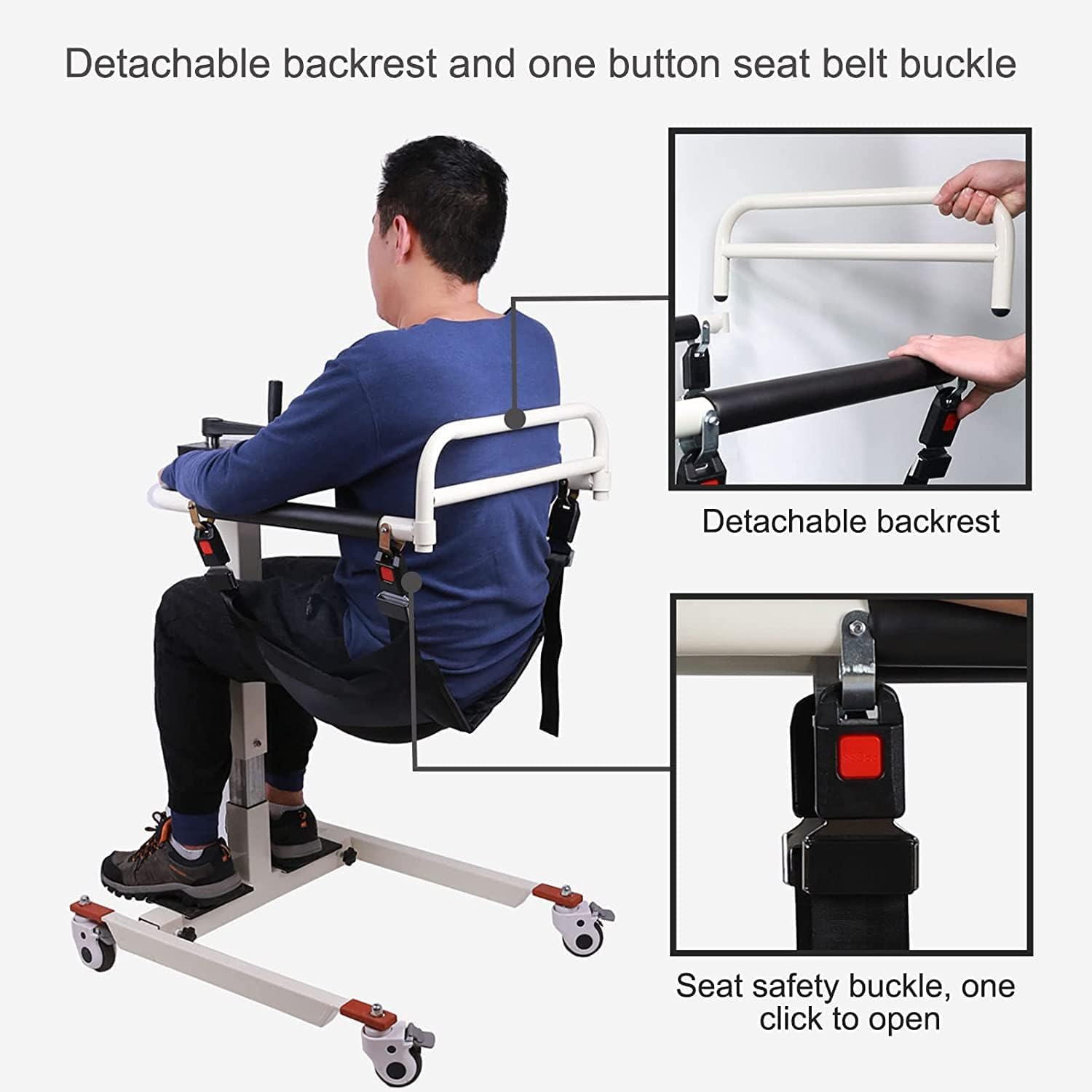 Silla de transferencia y elevador de pacientes 4 en 1 portátil para hogar y coche | Silla grúa elevadora para levantar personas mayores o discapacitadas | Ayuda de movilidad multifuncional (Básico)