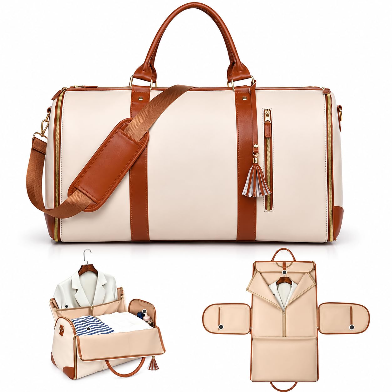 Borsa Abbigliamento Convertibile, Design 2-in-1 Borsone, Pelle PU