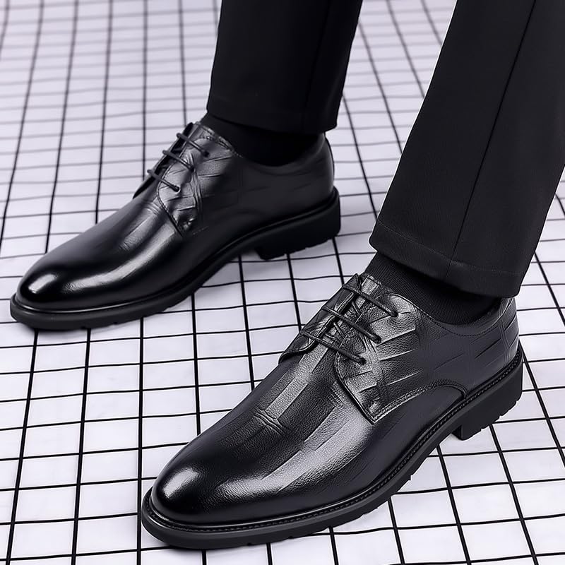 Men Irregular Checkered Formal Shoes Faux Leather Casual Breathable Slip Resistant Low Top Rubber Sole Non Slip Tuxedo Fashion Lace Up3