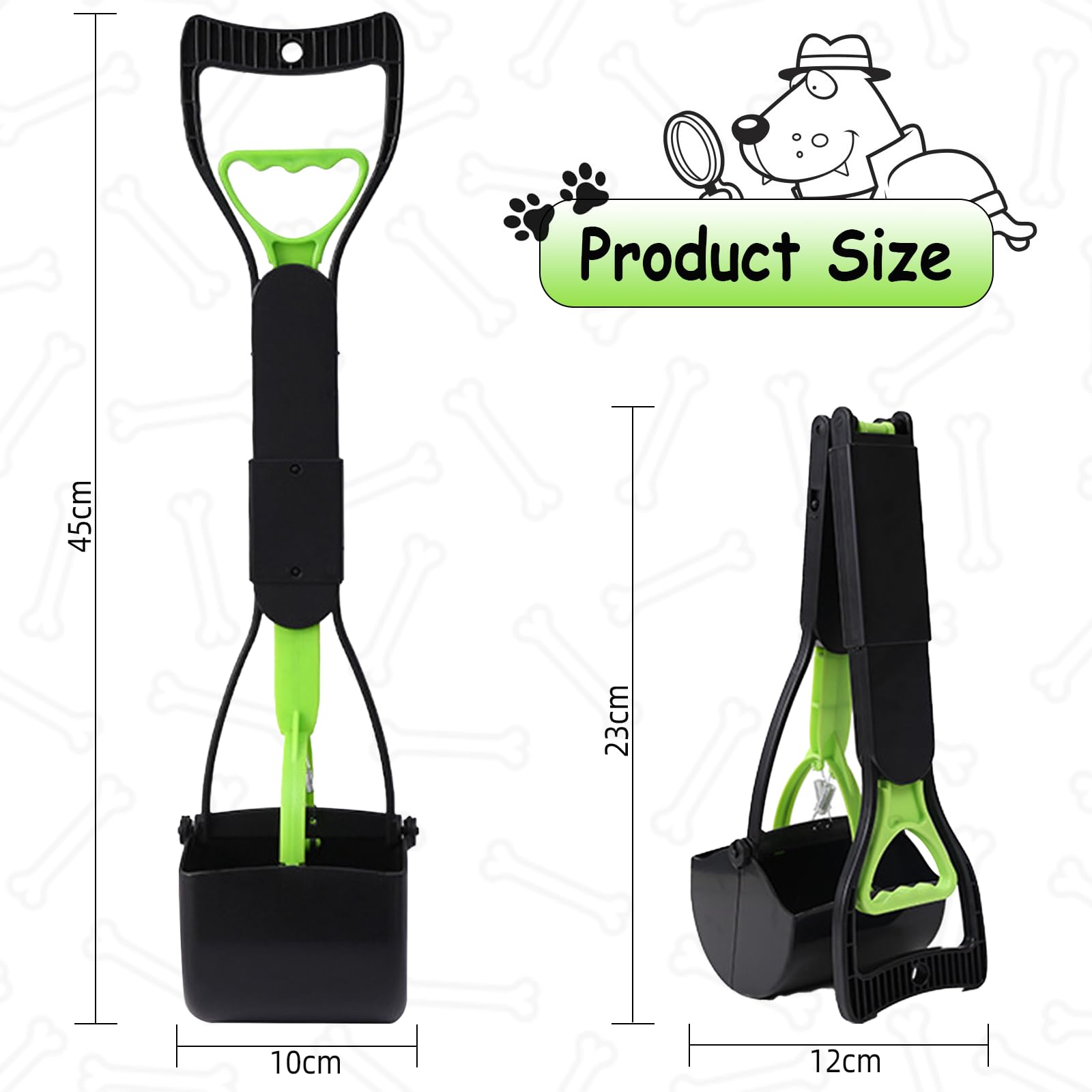Paletta per Cacca Cani, 45cm Animale Domestico Pooper Scooper, Palette per Escrementi Cani, Pieghevole, Molla ad Alta Elasticità, Raccogli Cacca Cane, Scoop di Poop Dog per Cani e Gatti