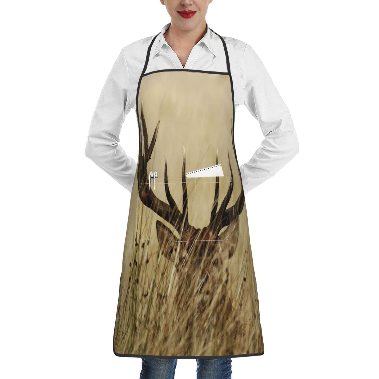 AOOEDM Whitetail Deer Fawn in Wilderness Stag Women's kitchen cooking apron is waterproof and stain resistant, durable, chef's apron with adjustable pockets