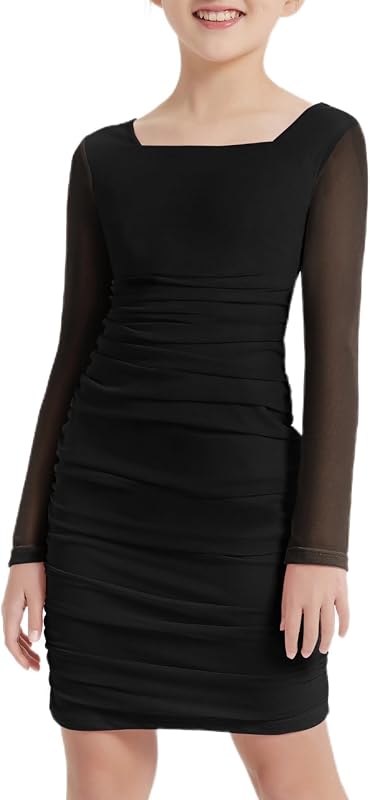 Vestido formal para niñas, fiesta de bienvenida, baile, interpolación, ajustado, corto
