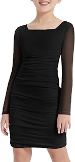Girls Spaghetti Strap/Long Sleeve Special Occasion Bodycon Ruched Dresses Teen Party Formal Graduation Dance - Buy now