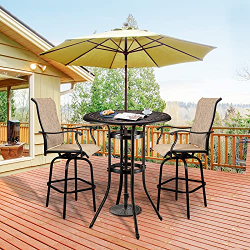 Vingli BARTABLE Outdoor Bar Table, Cast Aluminum Bar Height Patio Table With Umbrella Hole Patio Dining Table thumb #1