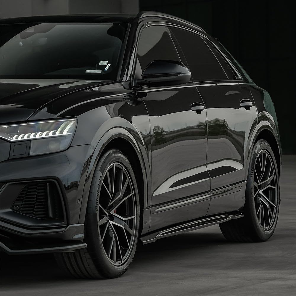 Set minigonne laterali Oneway compatibili con Audi Q8 S-Line e SQ8 MK1 2018-2023 - Nero lucido