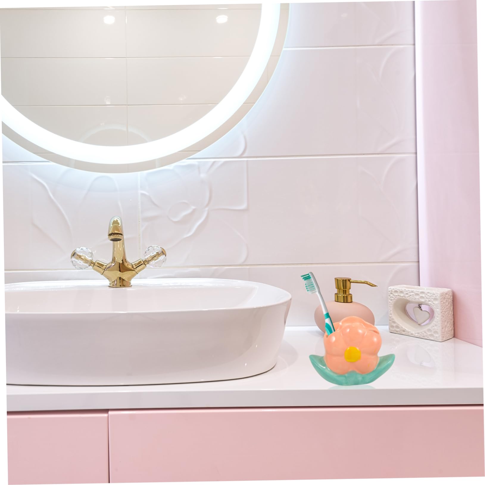 Cabilock 4 Pz Portaspazzolini Contenitore Per Spazzolini Da Denti Portaspazzolino Per Bambini Bancone Portaspazzolino Porta Spazzolino Da Denti Elettrico Ceramica Rosa