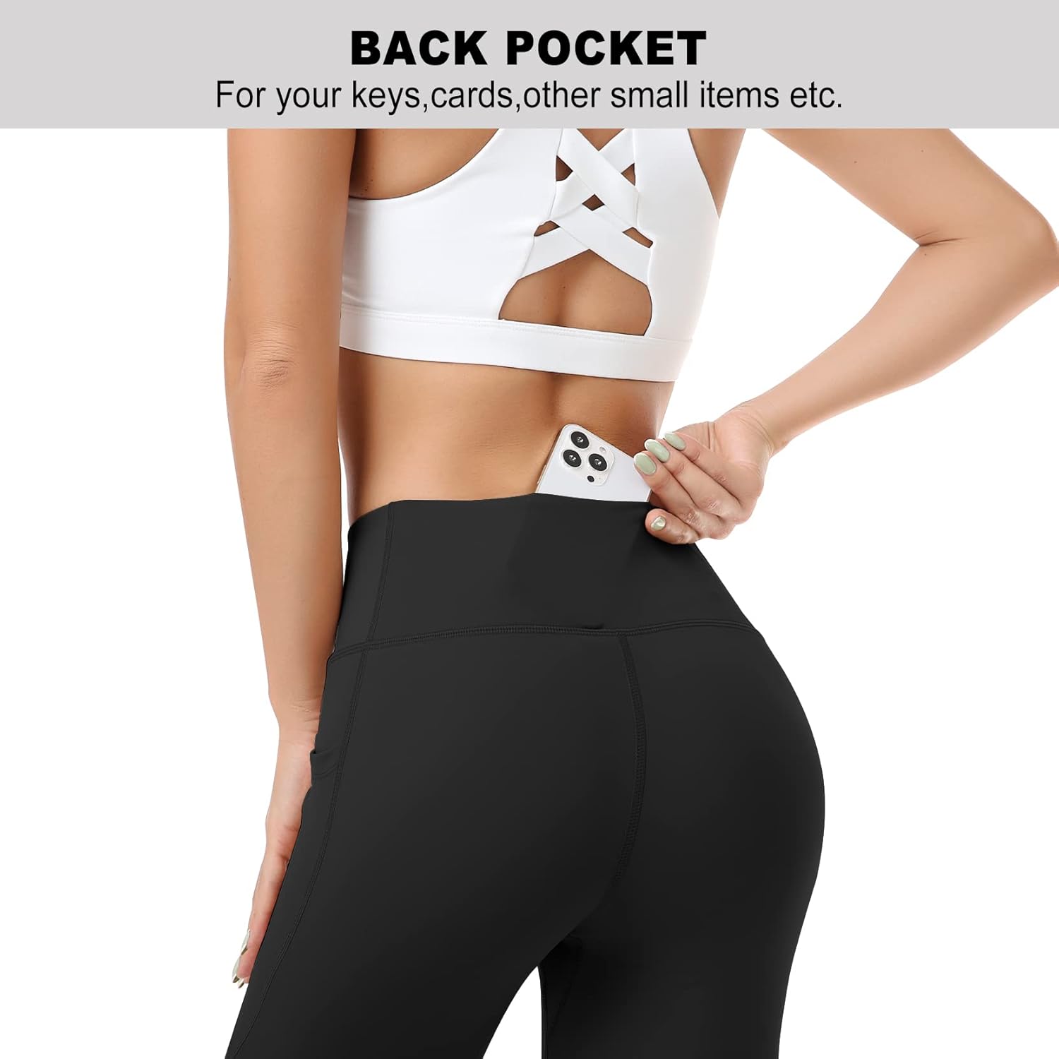 RIMLESS 7 Women's Leggings with Pockets High Waist Cotton Yoga Pants Workout Running Athletic Capris - Image 5